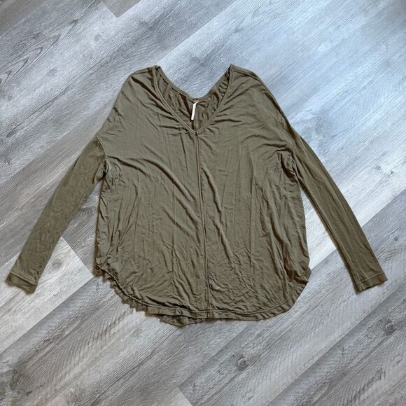 Free People Moonshine Tunic Army Green Dolman Ribbed Sleeve XS - Picture 2 of 10